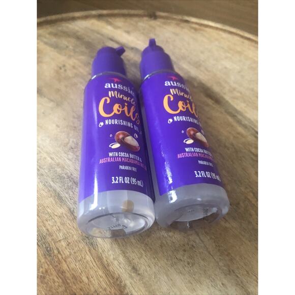 (2) Aussie Miracle Coils Nourishing Oil Cocoa Butter Macadamia Nut Oil 3.2oz - Picture 5 of 6